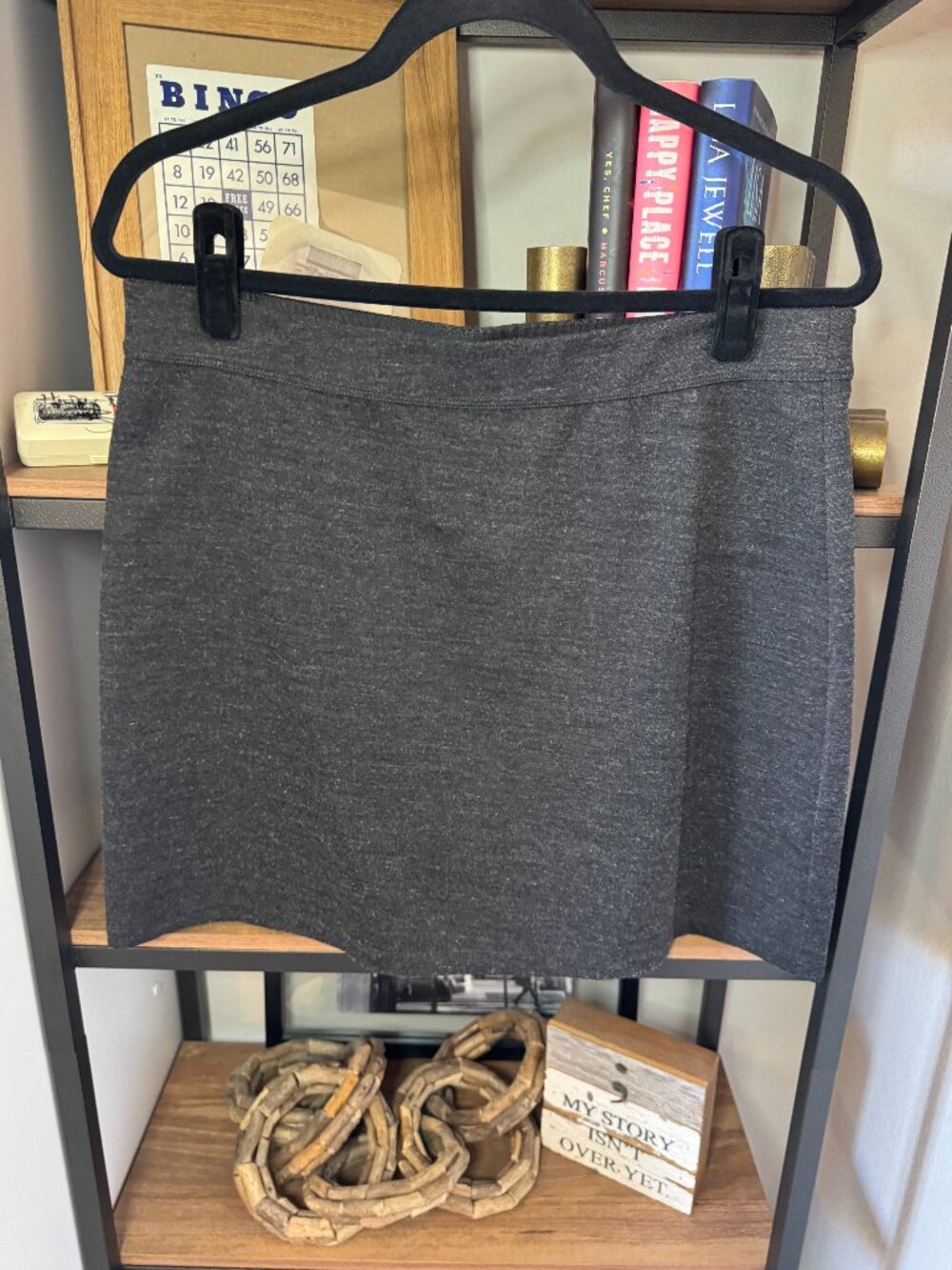 Studio M Charcoal Grey Knit Pull-on Mini Skirt - Size L